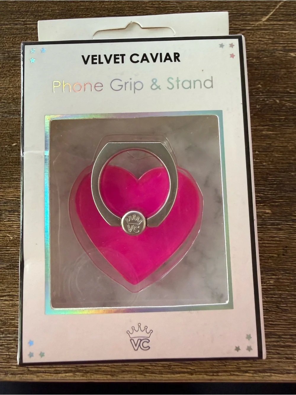 Velvet Caviar Neon Pink Heart Phone Grip Stand Ring Holder NIB
